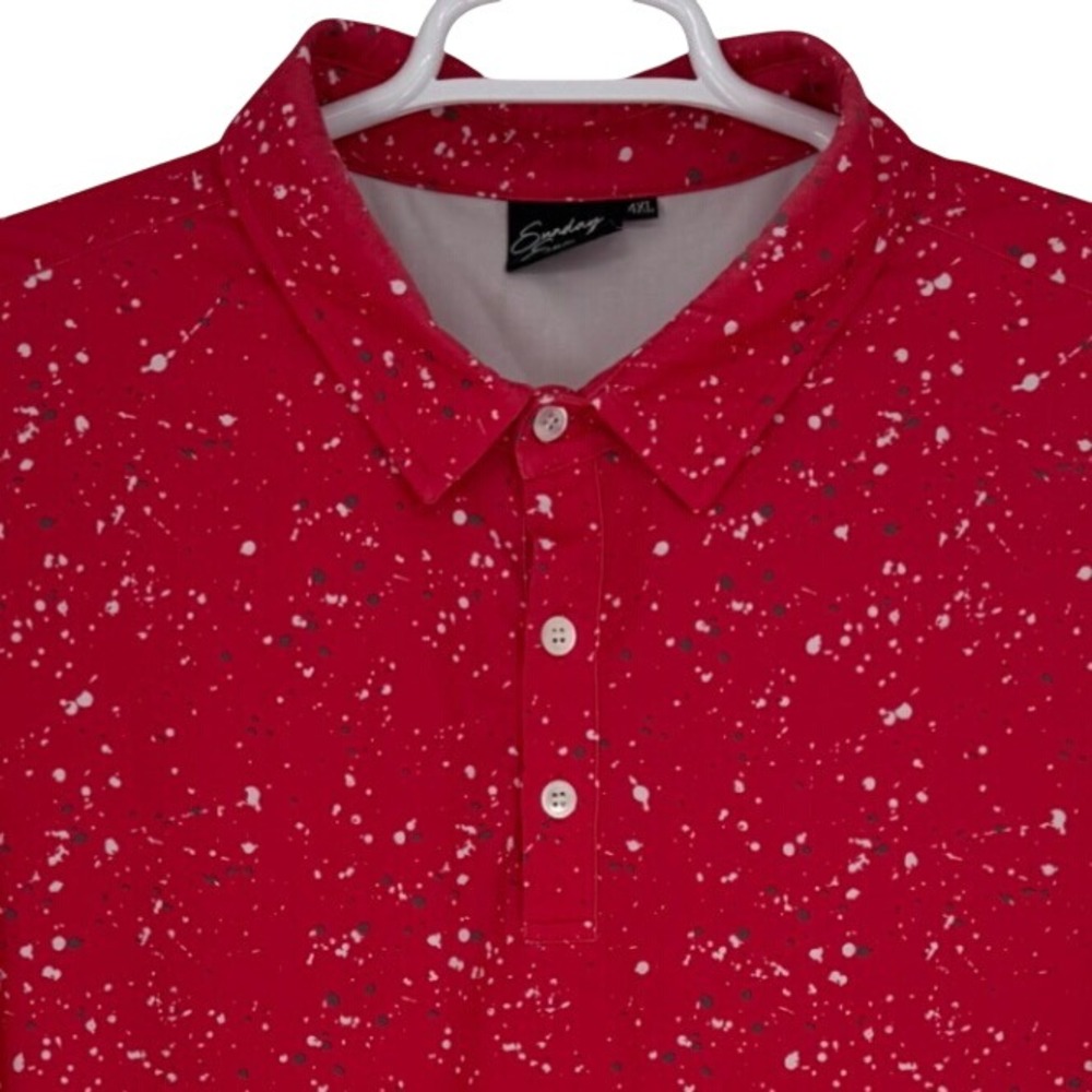 Sunday Swagger Mens 4XL Red Paint Splatter Performance Golf Polo Shirt PO 1143